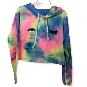 Tie dye crop hoodie size large